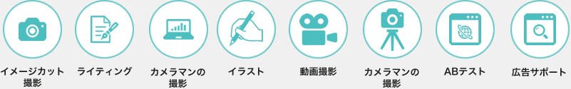 イメージカット撮影 ライティング カメラマンの撮影 イラスト 動画撮影 カメラマンの撮影 ABテスト 広告サポート